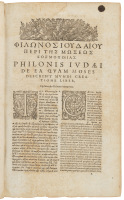 Philonis Ivd&aelig;i Opera exegetica in libros Mosis, de mundi opificio, historicos & legales