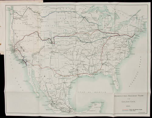 Pennsylvania Railroad: The Standard Railway of America. Tours to the Golden Gate, by Superbly-Appointed Trains, under the Personally-Conducted Tourist System. Round Trip Tickets Include Necessary Traveling Expenses