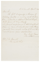 Letter from U.S. Senator seeking a Washington appointment to a Bureau of Military Justice in the War Department