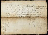 Manuscript document detailing sale of slave woman to satisfy a judicial judgement