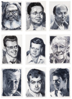 [Original Comic Art] JOE RUBINSTEIN * BILL GAINES and the EC ARTISTS * Set of 19 Watercolored Cards