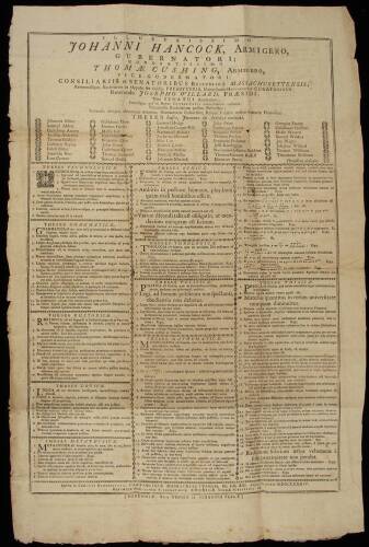 Harvard University Broadside for Graduating Class of 1784