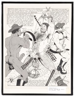 "Double-Beltin'!" pen and ink original comic drawing