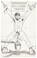 "Endurance Billiards Tonite!" pen and ink original drawing