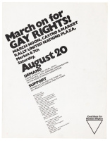 March on for Gay Rights! Rally flyer, United Nations Plaza, 1977