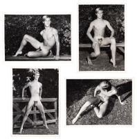 Four photographs of blond model