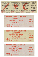 Four original unused tickets to the 1969 Woodstock festival