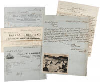 Lot of approximately 90 letters, billheads, receipts, bills, and miscellaneous paper items from the 1850's relating to Oregon merchant Henry W. Corbett and business-related activities