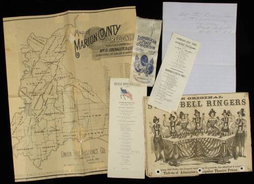 Small archive of ephemera, letters, maps & other material relating to Oregon and Oregon Territory