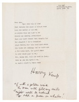 Original typescript poem, signed