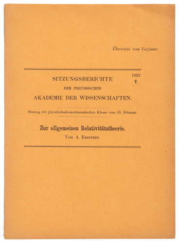 Zur Allgemeinen Relativit&auml;tstheorie