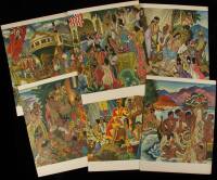 Collection of 6 Dinner Menus from the Lurline Cruise by Eugene Savage