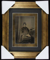 Framed full-plate tintype of Hawaiian woman