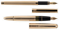 MONTBLANC: Masterpiece 744-N Pinstriped Gold-Plated Fountain Pen [and] Noblesse Gold-Plated Fountain Pen * Lot of Two Pens