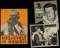 Lot of 2 presidential pamphlets (FDR and JFK), original photo of JFK and Governor Burns