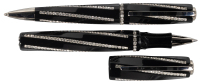 VISCONTI: Divina Royale Black Ballpoint and Rollerball * Lot of Two Pens