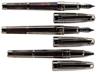 DUPONT: Olympio Nacre Noir (Black Mother-of-Pearl) * Two Fountain Pens and One Rollerball * Lot of Three Pens
