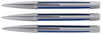 DUPONT: Defi Blue and Chrome Ballpoint Pens * Lot of Three