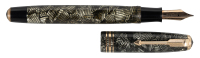 PARKER: Push-Button Filler Fountain Pen, Cross-Hatched, Striated Green Celluloid
