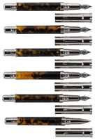 FERRARI DA VARESE: Spartacus Amber Lot of Six Fountain Pens