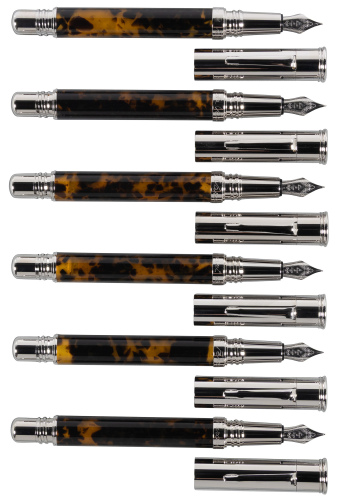 FERRARI DA VARESE: Spartacus Amber Lot of Six Fountain Pens