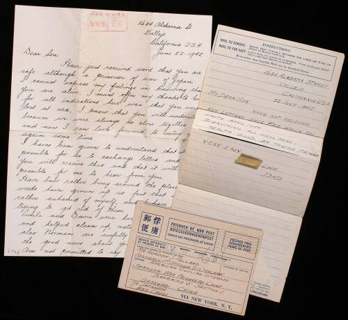 Three autograph letters to WWII POW Gordon J. Pollard from his father Thomas B. Pollard