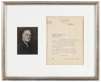 Typed letter signed by FDR, framed with photograph
