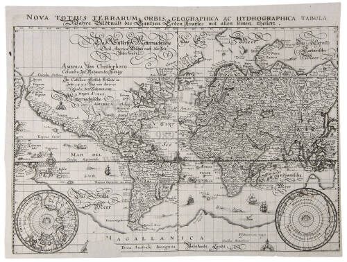 Nova Totius Terrarum Orbis Geographica ac Hydrographica Tabula. Wahre Bildtnuss des Gantzen Erden Krayses mit Allen seinen Theilen