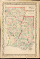 County Map of the States of Arkansas, Mississippi and Louisiana