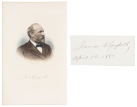 Signature of James A. Garfield [with] portrait plate