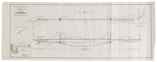 The Golden Gate Bridge...Main Bridge Plan and Elevation - plate from Project Report of Chief Engineer