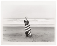 Marisa Flag on Beach, Ocean Beach San Francisco