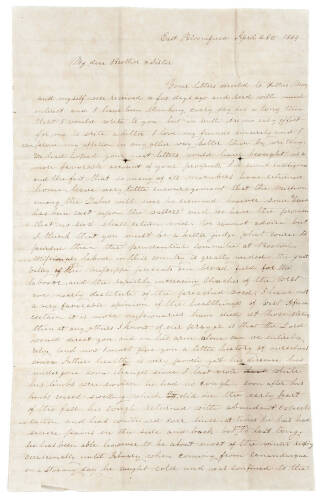 Autograph Letter Signed by Laura Adams, writing from East Bloomfield, NY, to her brother Newton Adams, a missionary doctor in South Africa