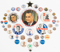 Large Lot of 69 Midcentury Political Pinback Buttons and Pins