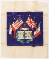 Textile banner with two photographs