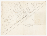 Manuscript real estate map showing lots sold, vacant or occupied along a road named Tuttletown, Tuolumne Co.
