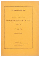 Sitzungsberichte der Koniglich Preussischen Akademie der Wissenschaften zu Berlin, V., VI., VII.