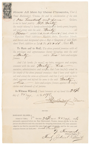 Notarized Hawaiian property deed