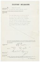 Statutory Declaration attesting Zane Grey's record breaking tiger shark catch