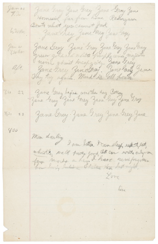 Five letters from Zane Grey to his wife with one from Dolly to Zane Doc ...