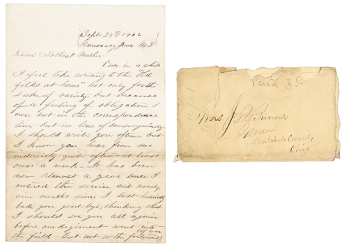 Civil War letter signed by Union Army surgeon from anti-slavery family
