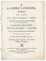 La Ninez Laureada, Poema en Loor de D. Juan Picornell y Obispo...