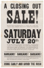 A Closing Out Sale! N.R. Gregory store broadside