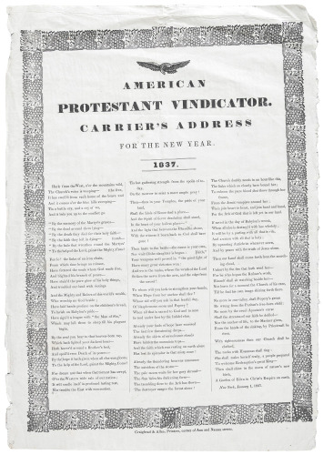 American Protestant Vindicator. Carrier's Address for the New Year
