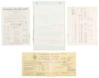 Notarized 1924 affidavit of record tuna catch with assorted ephemera
