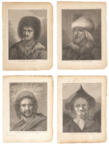 Eight plates from the Voyage of Captain Cook by Benard