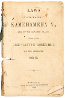 Laws of his Majesty Kamehameha V., King of the Hawaiian Islands passed by the Legislative Assembly, at its Session 1864-65