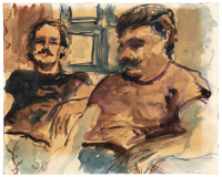 Original watercolor, two figures