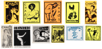 12 flyers and stickers for Club Uranus and Chaos, San Francisco gay club ephemera
