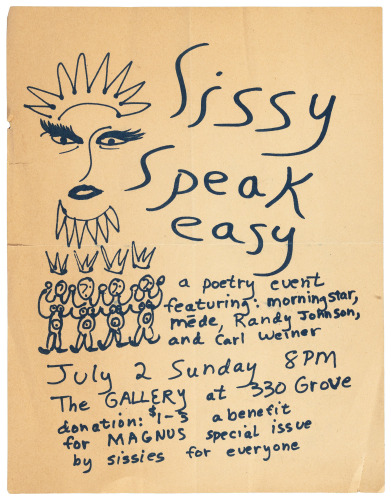 Sissy Speakeasy poetry reading flyer